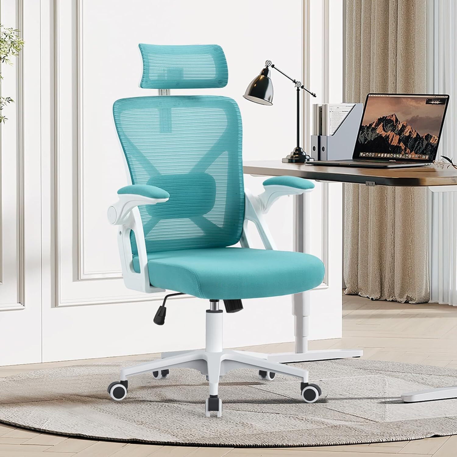 Ergonomic Office Chair Mesh Back Support Desk Chairs with Wheels and Flip-up Arm-image