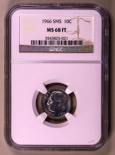 1966 SMS Roosevelt Dime NGC MS68 FT ***RARE ORIGINAL FULL TORCH DIME***