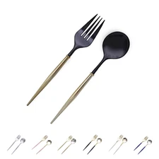 24 Premium 6" Plastic Cutlery Spoons Forks Set Party Events Home Decorations