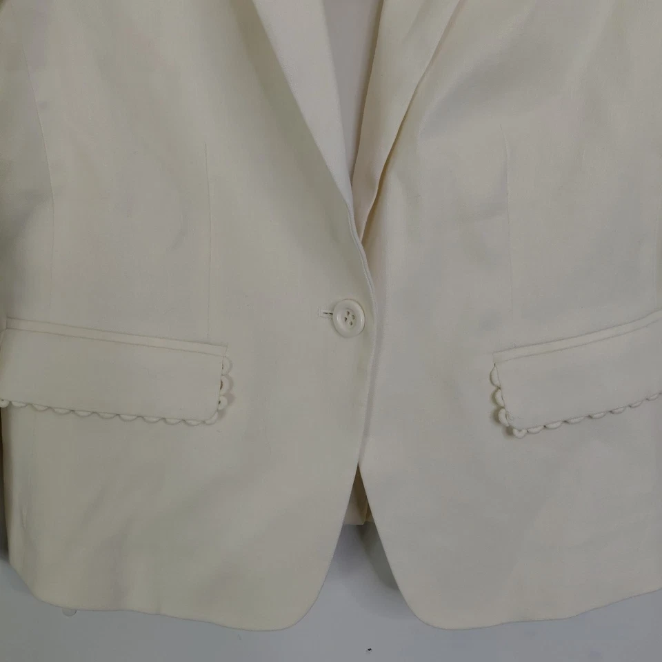 Blazer Ann Taylor Mujer Talla 6 Mezcla de Lino Un Botón Marfil Oficina Carrera Nuevo Foto 3 de 4