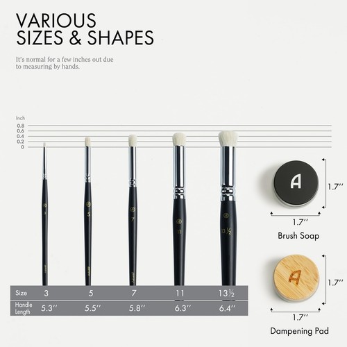 ARTIFY Drybrush Set with Dampening Pad and Brush Soap: 5 Sizes Professional-G... - 第 3/7 張圖片