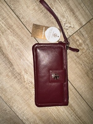 Vintage Genuine Leather Giani Bernini Red Clutch Wristlet Brand New 