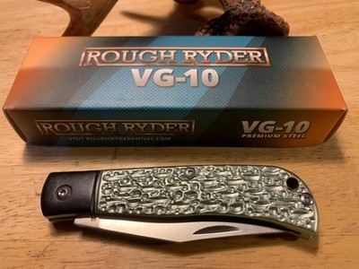 Rough Ryder Light Green Textured Aluminum 4'' Pocket Knife RR2107