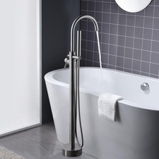 Freestanding Bathroom Tub Mixer Taps Floor Mount Bath Tub Filler w/Hand Shower