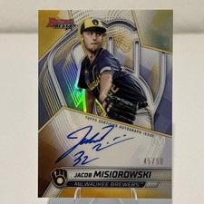 2025 Bowman’s Best Jacob Misiorowski /50 Auto True Gold Refractor Brewers 
