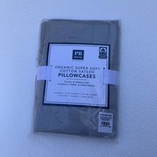 Pottery Barn Dorm Organic Super Soft Cotton Sateen Pillowcases, 2 Standard Size