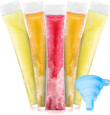 100 Disposable Popsicle Mold Bags with Zip Seals & Funnel
