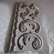 Redesign with Prima 2021 RETIRED Mould Mold “Lilian Scrolls” Craft Resin Clay