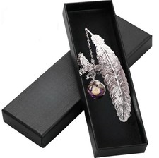 Handmade Silver Feather Bookmark with 3D Butterfly Charm