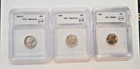 Lot of (3) Three 90% Silver Dimes 1945, 1945 D Barber, and 1947 Mercury MS65