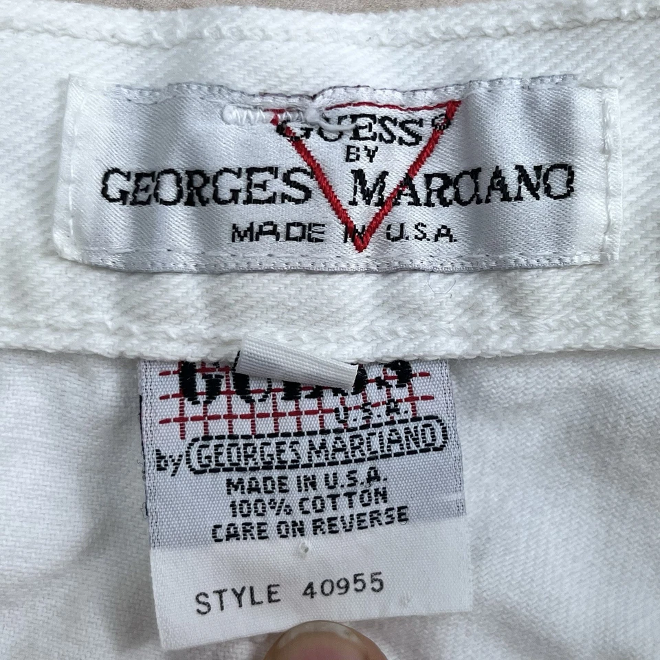 Pantalones Cortos Jean Mamá Vintage Años 90 Guess Talla 28 Blanco Hecho en EE. UU. Foto 4 de 4