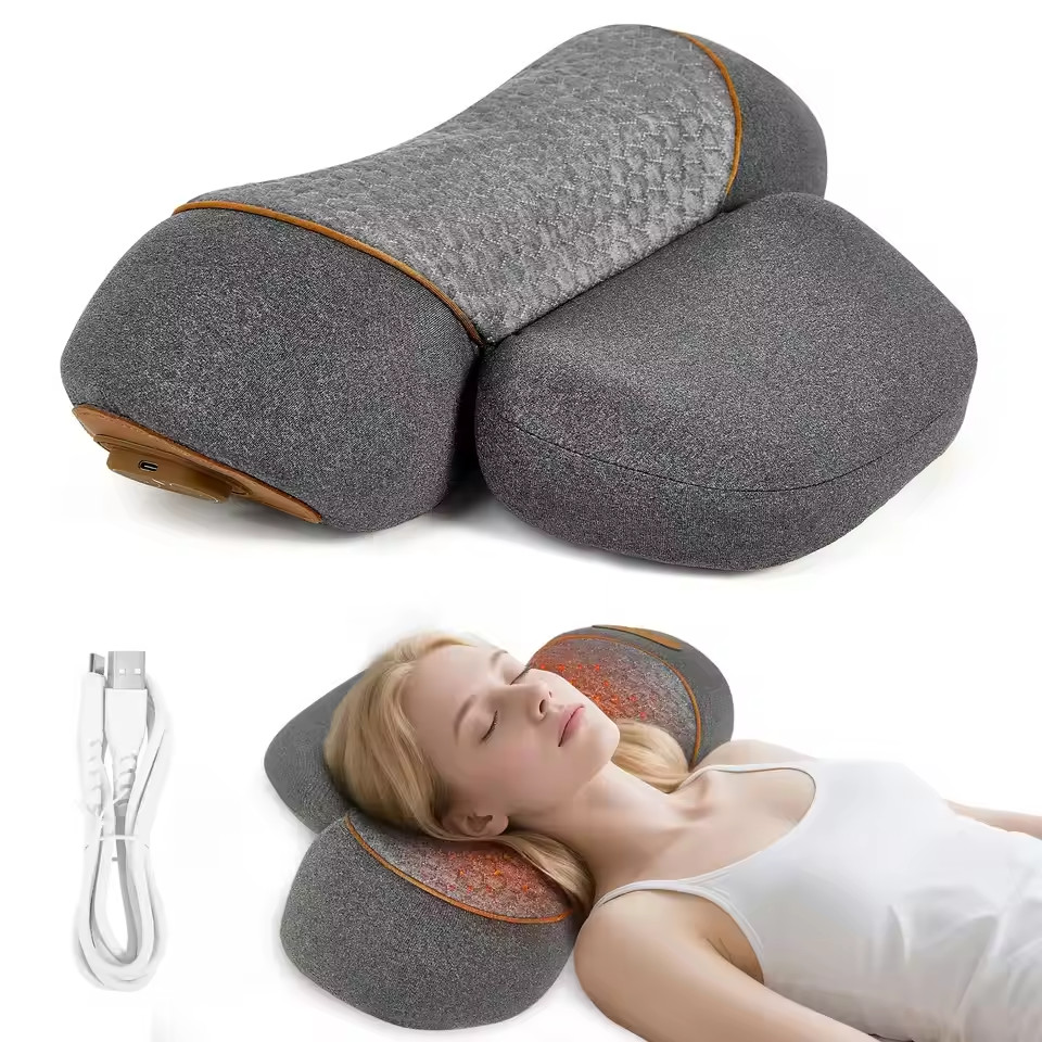 3-In-1 Neck Massager Pillow With Vibration Heating Traction Therapy Pain Relief