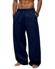 Men's Baggy Sweatpants Heavyweight Fleece Wide Leg Drawstring Sweat Pants,Cas...