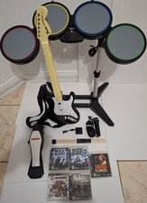 Playstation Ps3 Rock Band 3 Bundle Drum Guitar Mic 4 Games