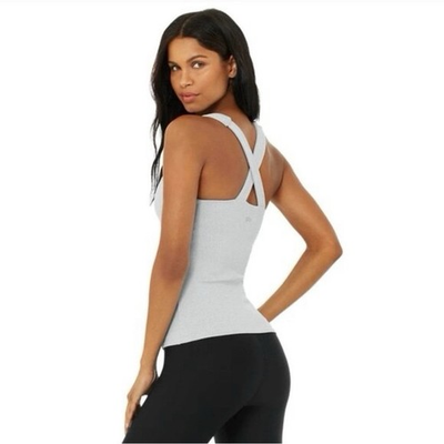 #ad 🆕ALO YOGA Elevate Tank Too in Ribbed Gray SZ S $75.00