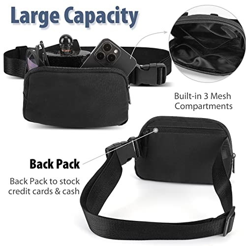 Adjustable Black Belt Bag for Women & Men - Stylish Fanny Pack Waist Bag