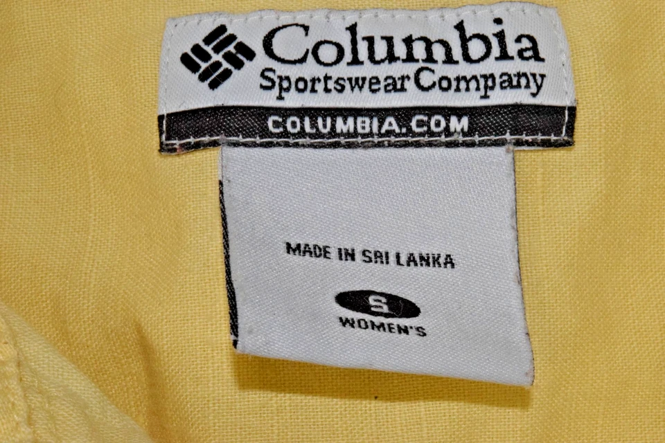 Camisa Top Columbia Vintage Talla S Años 90 Amarillo Limón Algodón Lino Abotonada Foto 3 de 4