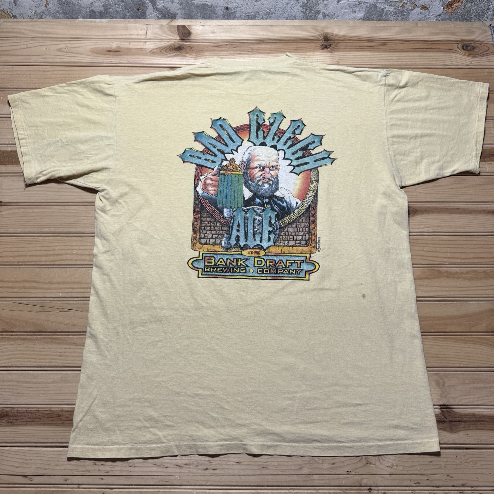 Vintage 90s Bank Draft Brewing Company Bad Czech Ale Shirt Size XL Single Stitch