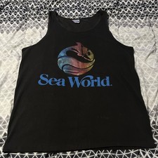 Vintage 80s 90s Sea World Men’s Tank Top Made In USA Hanes Tag Single Stitch XL