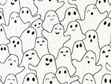 Ghost Party Throw Blanket Black White Halloween Friendly Ghosts Preowned 52x72 "