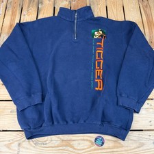 Vintage Disney Store Embroidered Tigger Quarter Zip Pullover Sweater Mens XL