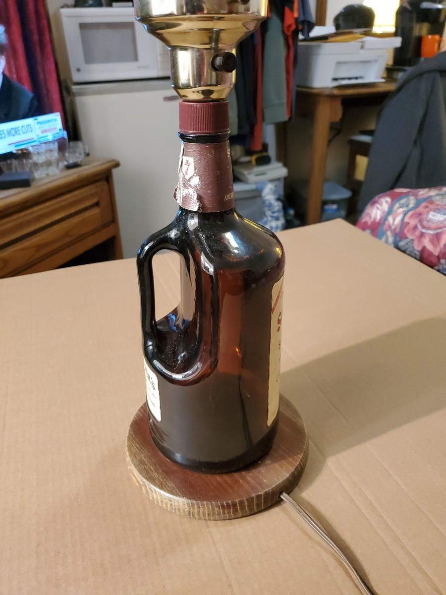 Vintage Seagram's 7 Bottle Lamp Whiskey 59 Ounce with Glass