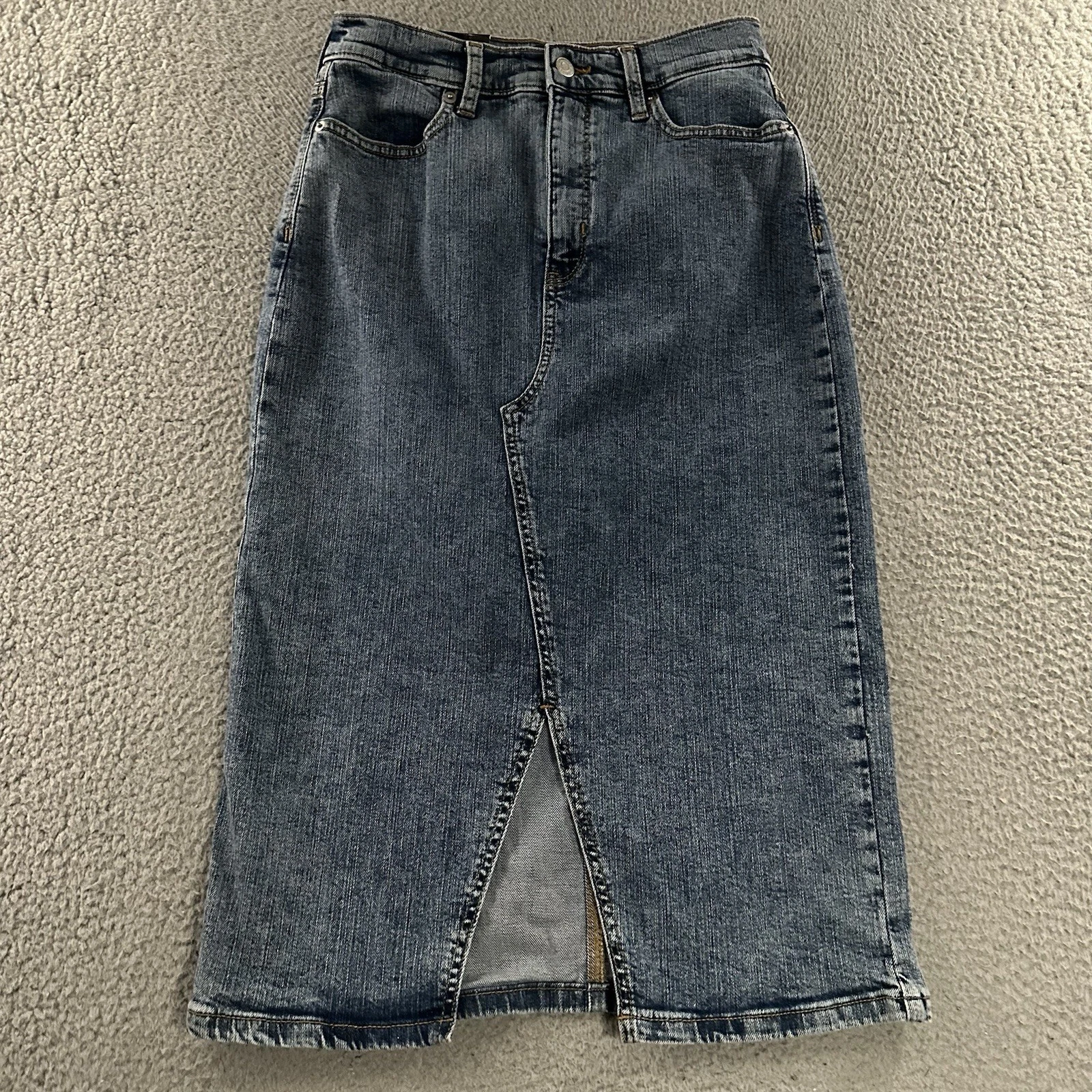Banana Republic Womens Skirt Blue Size 0 Straight Pencil Denim Cotton Blend
