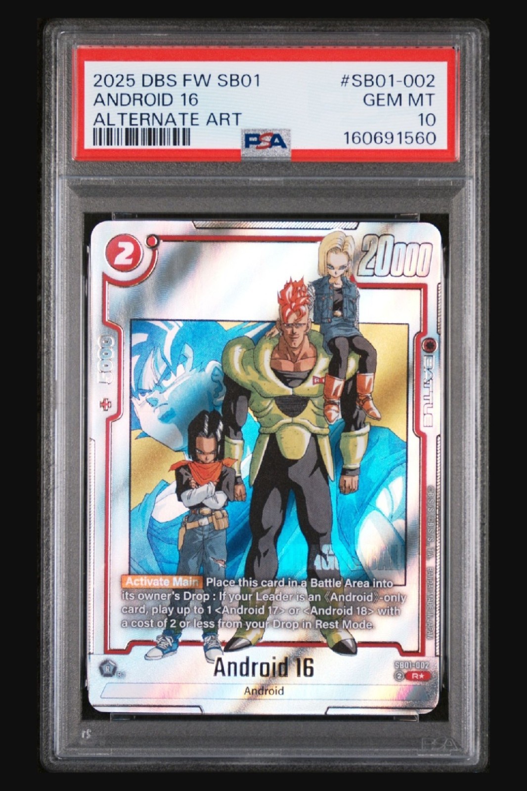 Dragon Ball Super Android 16 SB01-002 Rare Foil Alt Art 2025 PSA 10 view 1