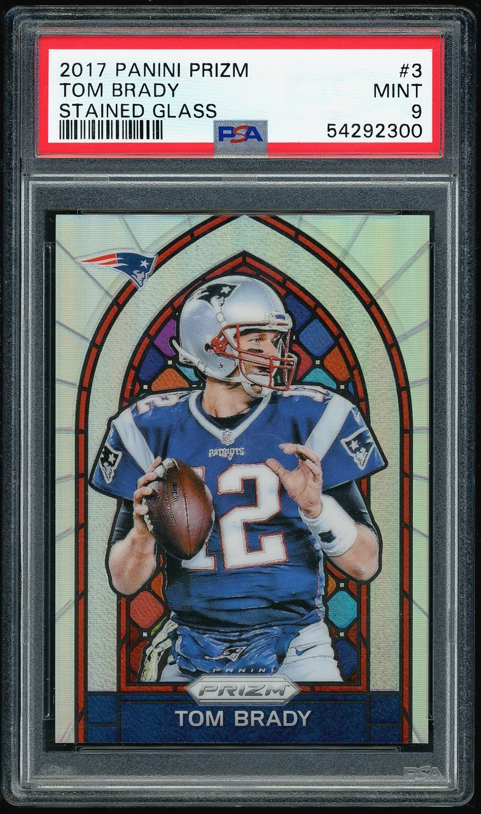 2017 PANINI PRIZM TOM BRADY STAINED GLASS #3 PSA 9