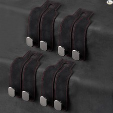 4 Pack Car Seat Back Storage Hooks - Premium Leather Seat Holder -Black 4