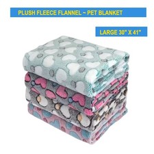 Warm Soft Plush Premium Fleece Pet Cat Dog Heart Blanket PINK 41'x30" LARGE