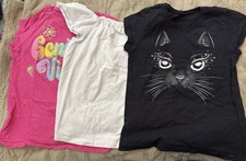 Lot Of 3 Girl Shirts Pink, White, Black; The Children s Place And Cat Jack 10/12