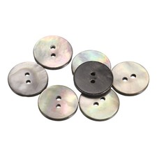 7Pcs Shell Button 2 Hole 18mm Flat Mother of Pearl Buttons Black/Silver