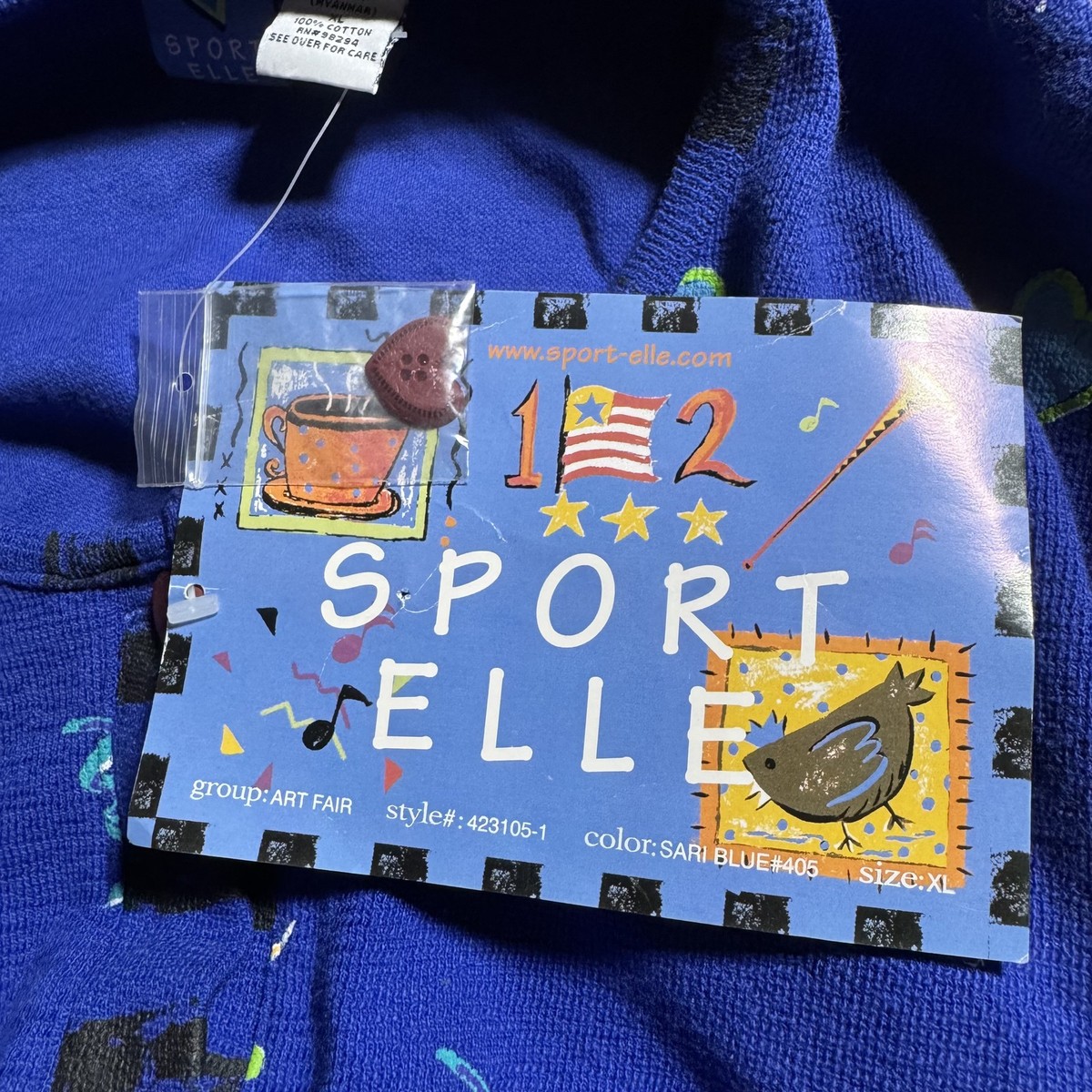 Vtg NWT Sport Elle Kitty Cat Heart Cardigan XL Whimsical Wearable Art Sweater View 6