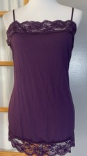 Vtg 80 V1 Couture Slip Cami XL Tank Top Floral Lace Trim Purple