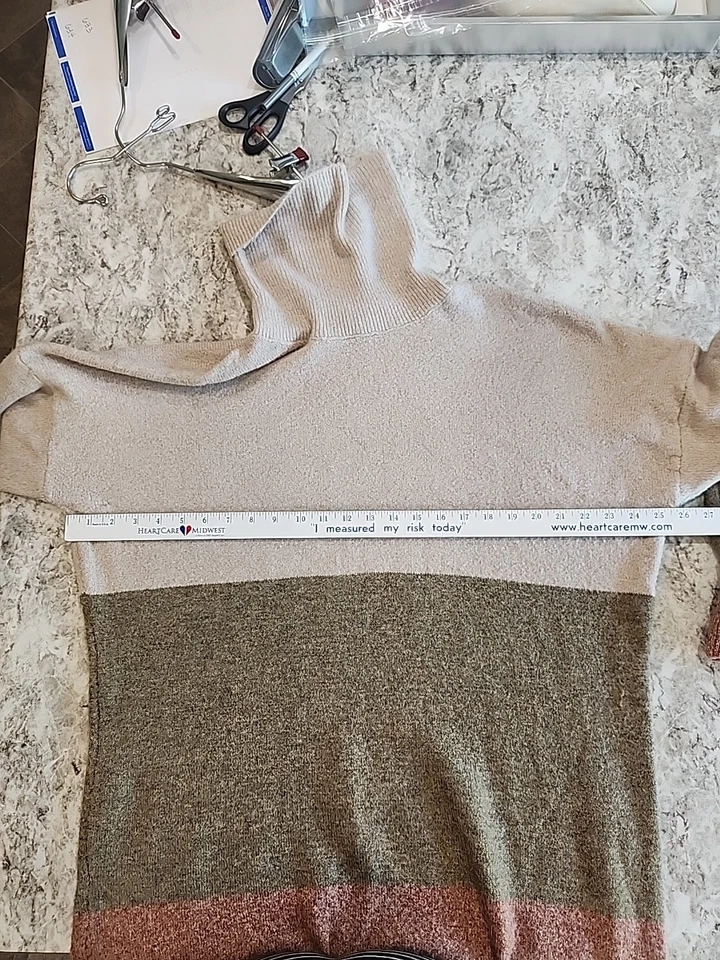 Rachel Rachel Roy 多色中性秋季条纹圆领毛衣连衣裙 XL 码 — 第 4/4 张图片