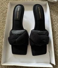 Good American Terry Kickstand Mule High Heel Women Terry Cloth Black Size 9.5