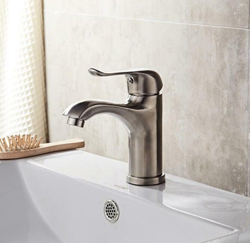 Bathroom Basin Sink Faucet Hot Cold Mixer Stainless Steel Brushed Single Handle - Bild 3 von 7