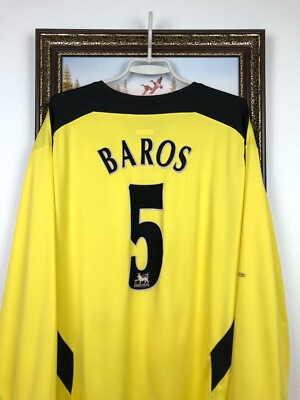Liverpool football shirt 2004 Soccer #5 Baros Long Sleeve Jersey