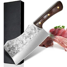 Handmade Butcher Knife Chef's Knife Full Tang High Carbon Steel Bone Knife + box