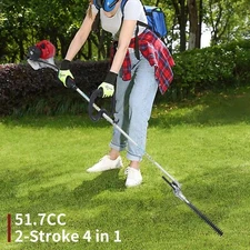 Gas Powered Pole Saw Brush Cutter Gas Hedge Trimmer 4in1 Tree Weed Garden 51.7CC