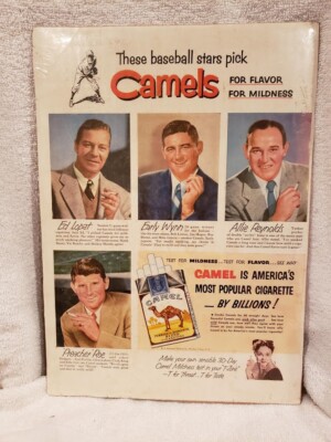 SWEET 1950's Camel Cigarette 10x14 Ad, Ed Lopat, Early Wynn, Allie  Reynolds, Roe