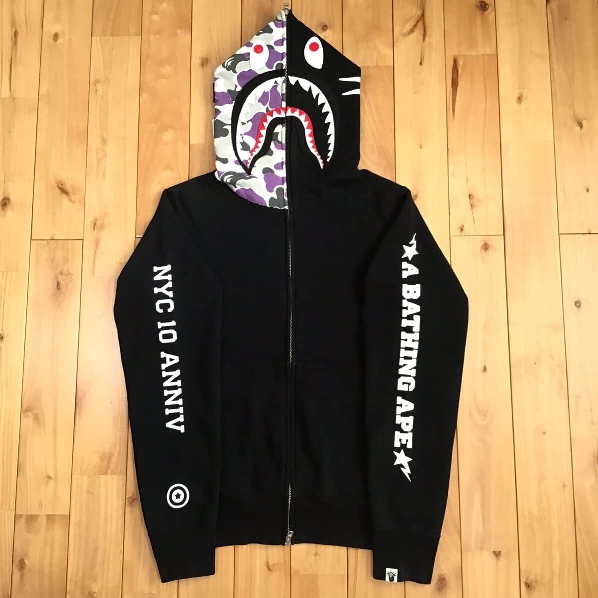 BAPE New York 10th Anniversary Shark full zip hoodie Black A