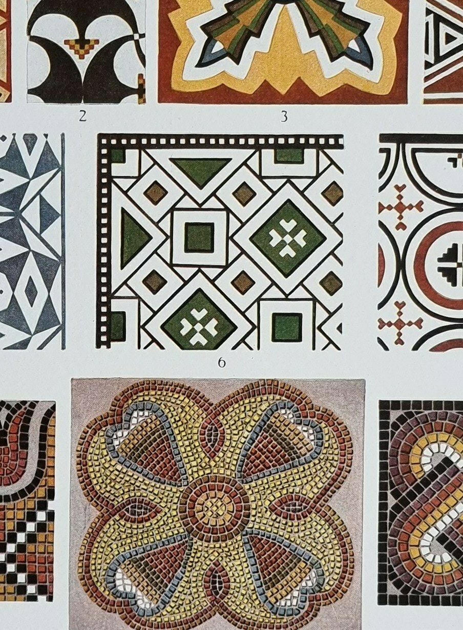 ANTIQUE ORNAMENT PRINT ROMAN ORNAMENT MARBLE MOSAICS SALZBURG WEYEREGG | eBay
