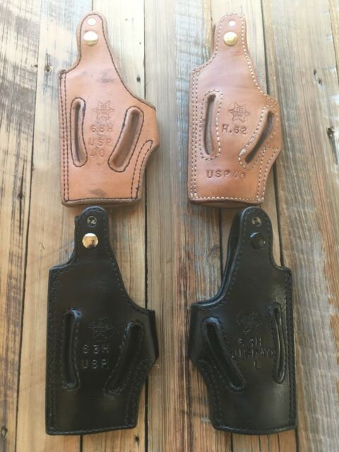 Tex Shoemaker Brown Black Leather Lined High Ride Holster