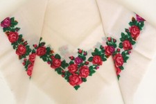 Vintage wool shawl, White floral scarf, Ukrainian wedding folk shawl traditional