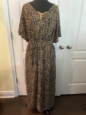 NWT Ava  Viv Plus Size Leopard Print Flutter Elbow Sleeve Dress Multiple Sizes