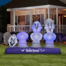 8 Ft MUSICAL HAUNTED MANSION BUSTS Airblown Yard Inflatable LIGHT SHOW