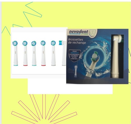 Lot De 6 Brossettes De Rechange Pour Brosse à Dents électrique Oral-B CrossAction - Marque NEVADENT - Neuf