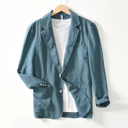 Herren Lässig Leinen Blazer Mantel Cardigan Anzug Jacke Oberbekleidung Herbst Frühling Mantel - Bild 19 von 30
